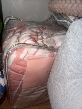 kate spade Coral and White Striped Comforter